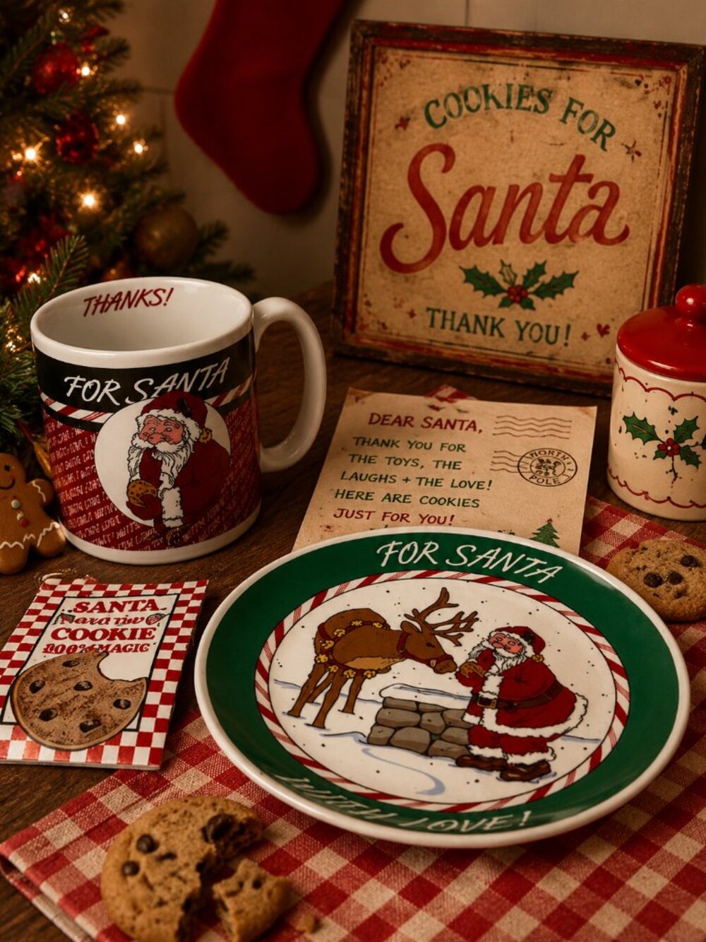 Vintage 1989 Roman Inc. “Santa’s Snack Set” Christmas Mug & Plate Set w/ Box